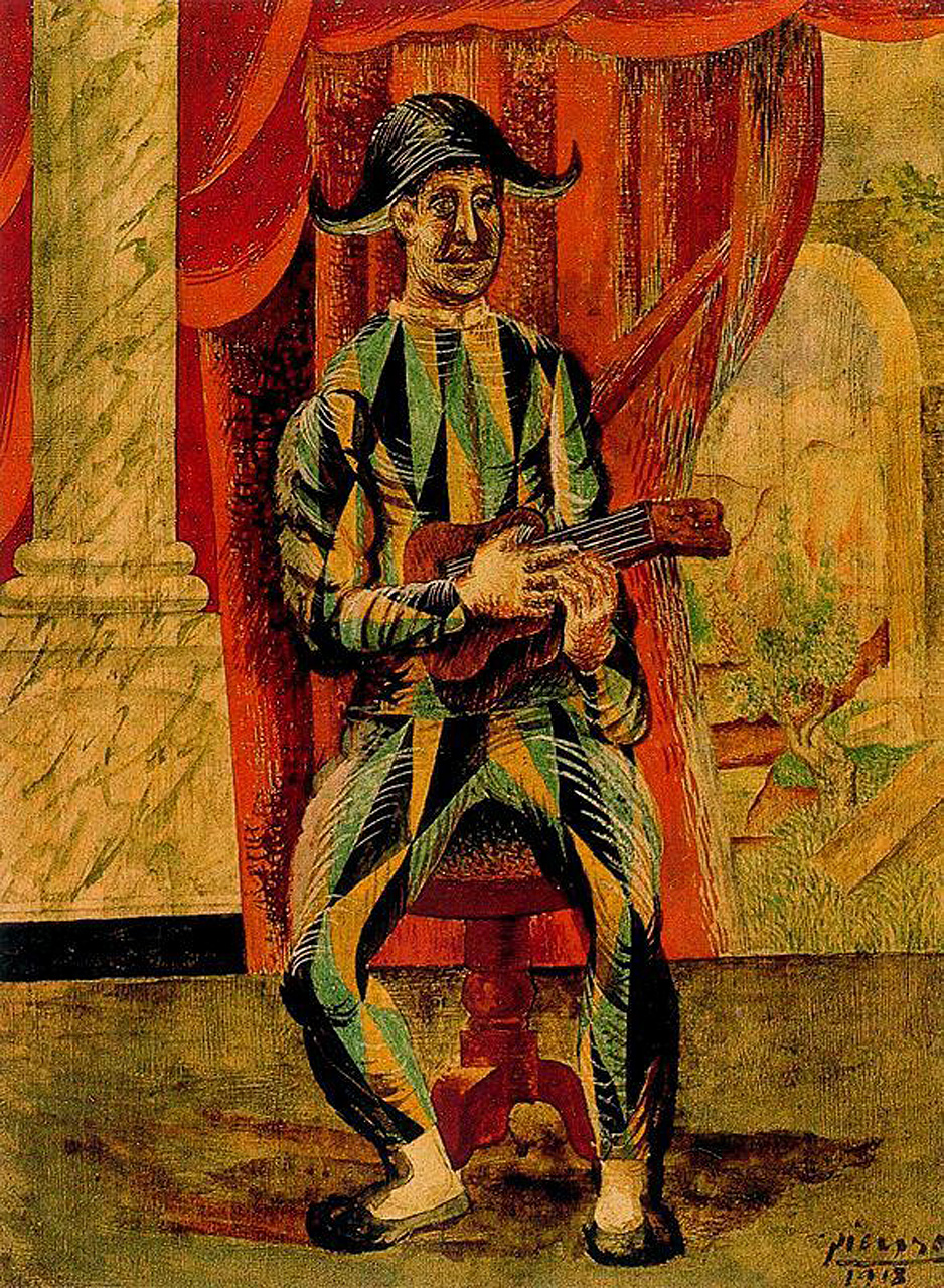 Picasso Harlequin with guitar 1918